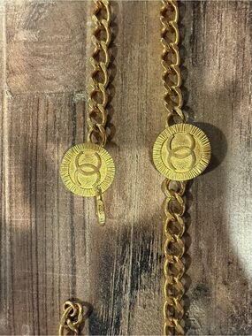 Authentic Vintage Chanel Gold Tone CC Medallion Chain Belt